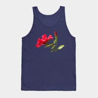 Red Hibiscus Tropical Flower and Bud Tank Top